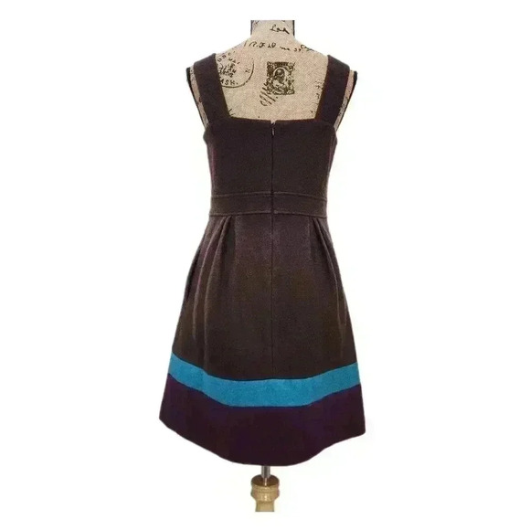 VINTAGE EPANOUIR WOOL JUMPER DRESS, Brown/ Blue, EUR WOMEN'S 38 (Small) - Picture 2 of 8